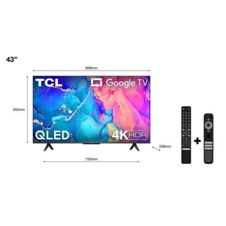 TV TCL 43C635 43'' QLED 4K UHD Smart TV Aluminium brossé 2022