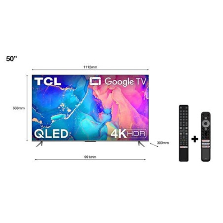 TV TCL 50C635 50'' QLED 4K UHD Smart TV Aluminium brossé 2022