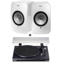 Enceintes actives Hifi connectées Kef LSX Blanc vendues par paire + Platine vinyle Bluetooth Teac TN-280BT-A3 Noir